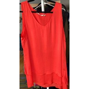 SOFT SURROUNDINGS vibrant orange tank top size XL, flowy tiered hem.